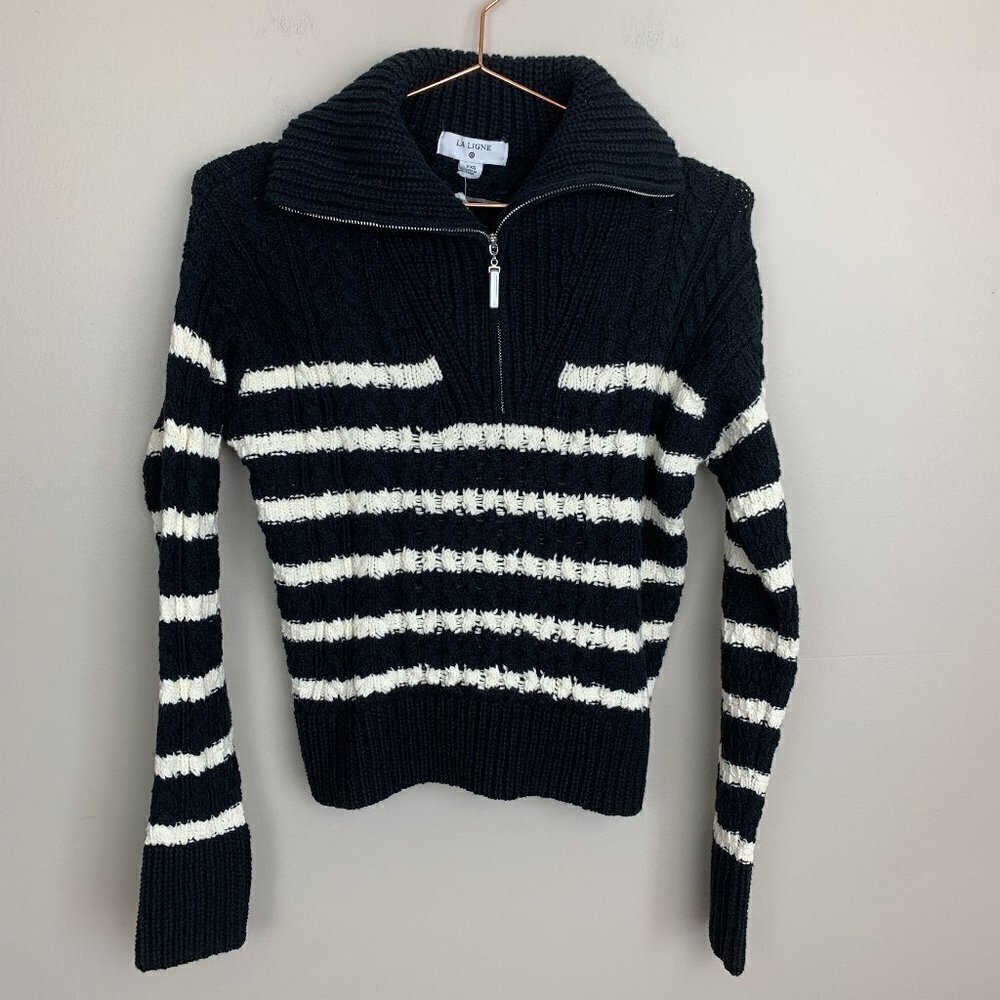 La Ligne x Target Black & White 3/4 Zip Long Sleeve Sweater XXS - NEW